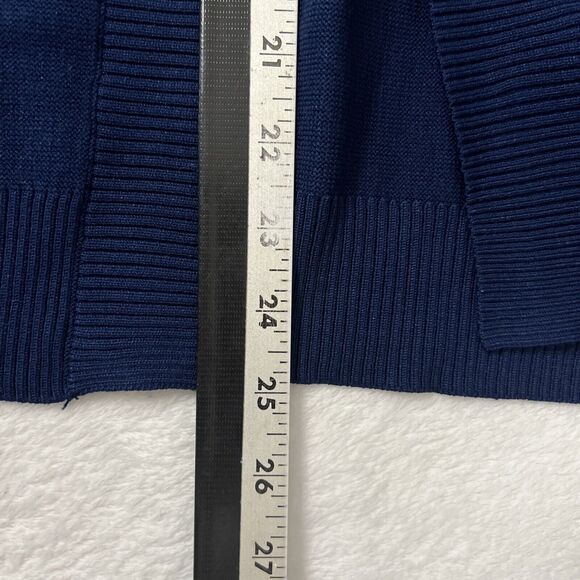 Faith & Zoe Cardigan Sweater Womens Medium Navy Blue Mesh Long Sleeve Open - Picture 11 of 12
